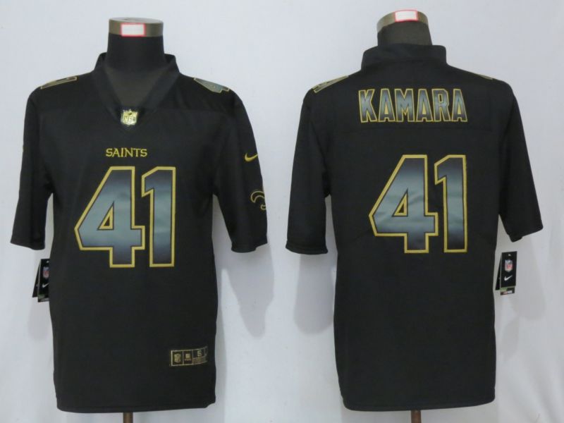 Men New Orleans Saints 41 Kamara Black Gold Nike Stitched Vapor Untouchable Limited NFL Jersey